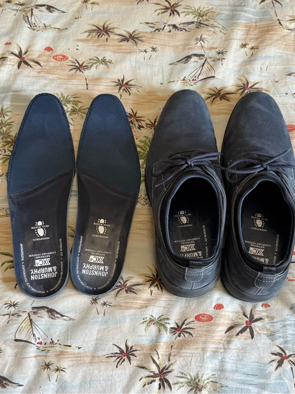 Johnston & Murphy Men's XC4 Elkins Plain Toe Navy Nubuck Oxfords Size 11